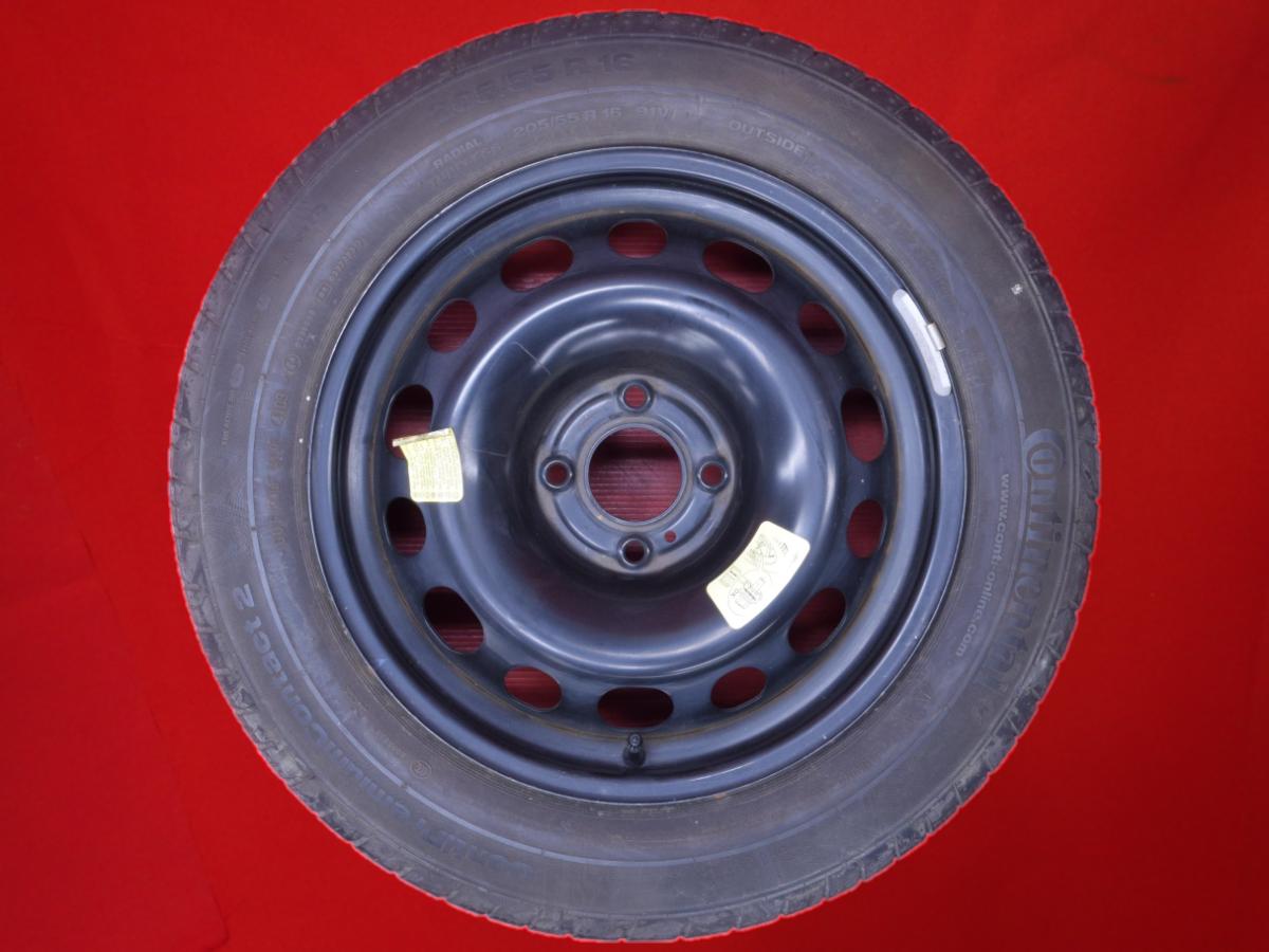 コンチネンタル コンチ プレミアム コンタクト2 CONTINENTAL ContiSportContact 2 205/55R16 91V プジョー 純正スペア(テンパー/応急)用スチールホイール 7Jx16 +32 4/108 ブラック(黒色)系|中古タイヤ・ホイールの太平タイヤ
