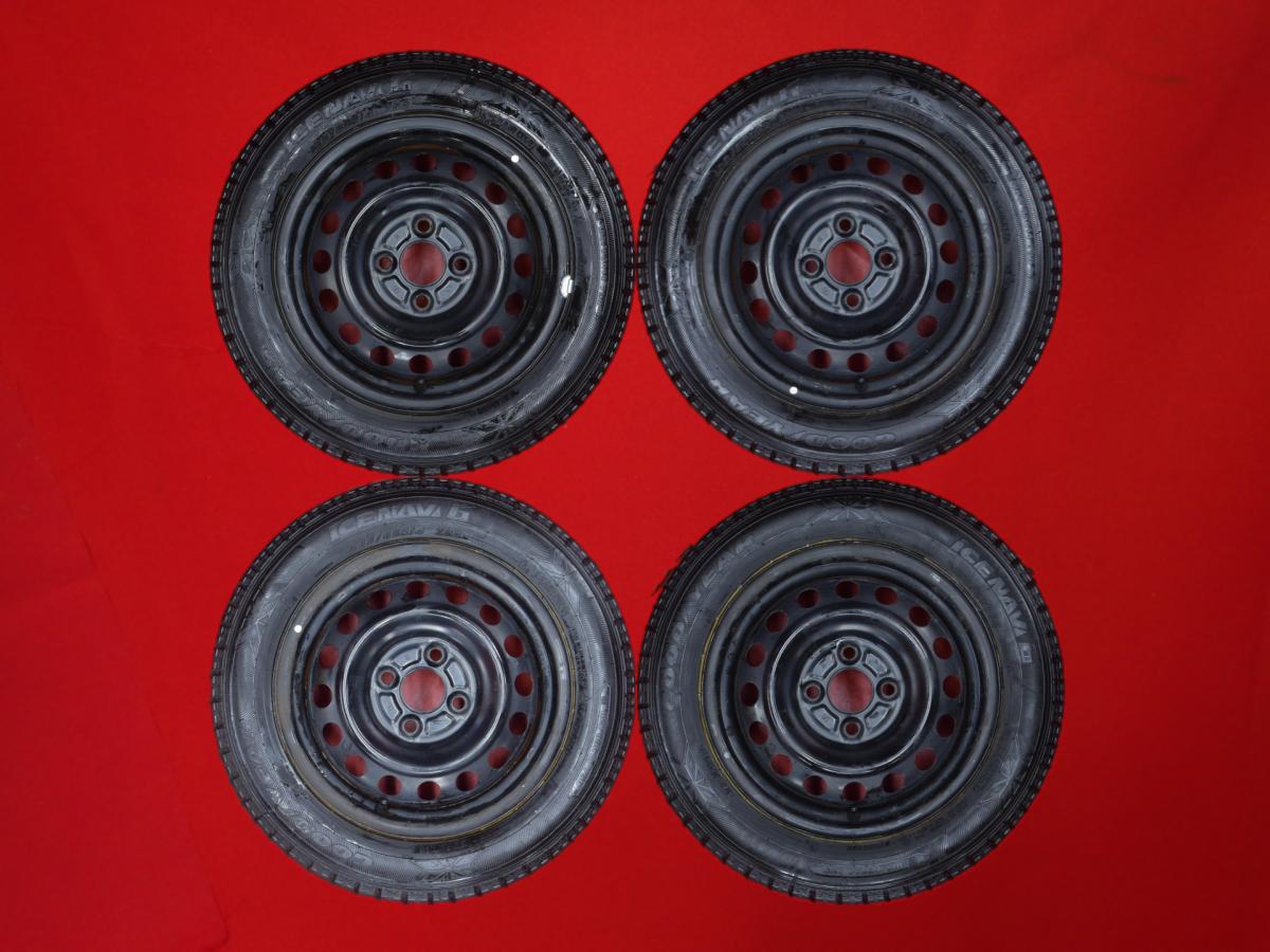 グッドイヤー アイスナビ 6 GOODYEAR ICENAVI 6 165/65R14 79Q ミツビシ 純正スチール〈キャップ無〉 4.5Jx14 +46 4/100 ブラック(黒色)系 ミラージュ デリカ D:2