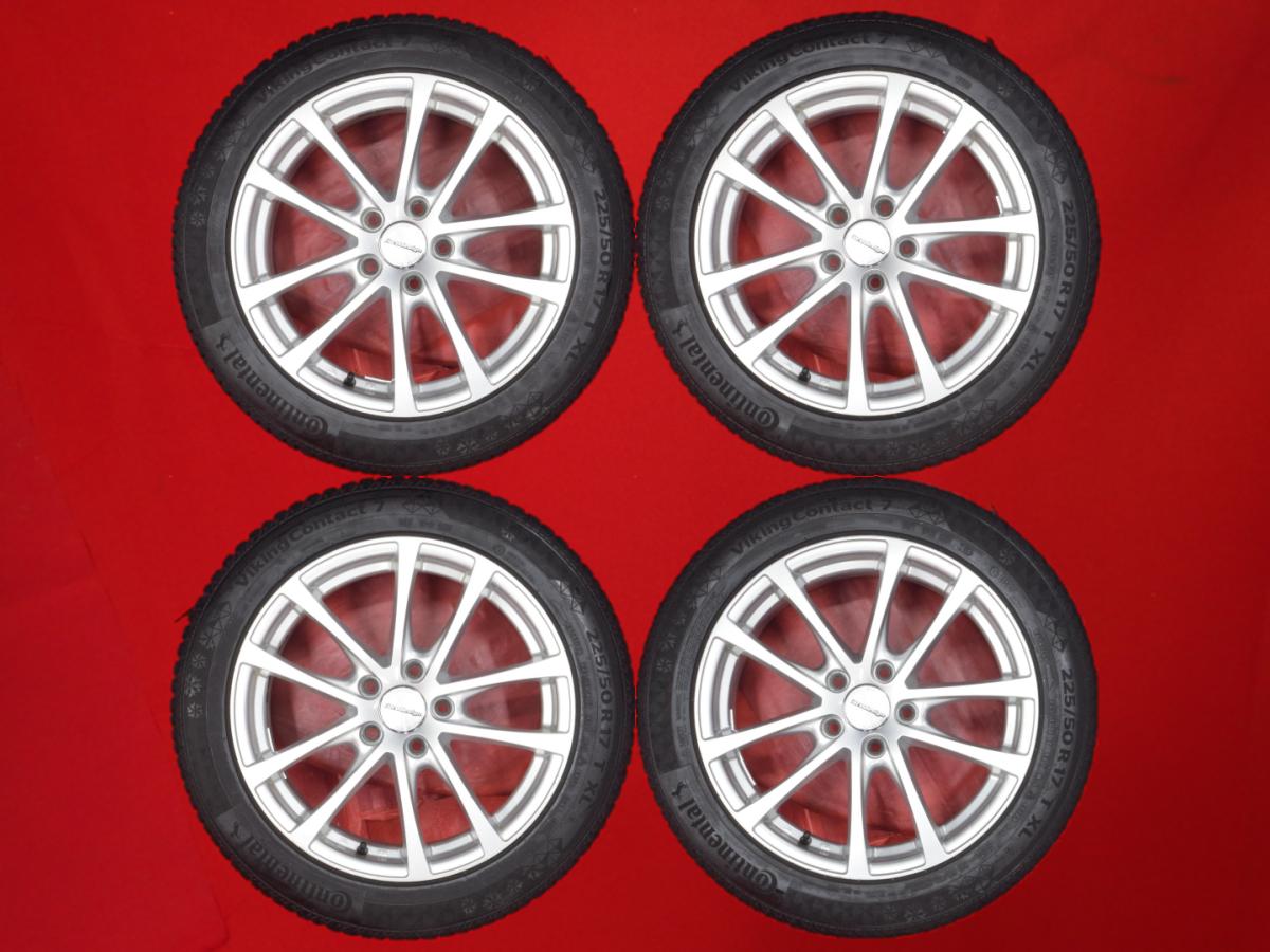 コンチネンタル バイキングコンタクト 7 CONTINENTAL VikingContact 7 225/50R17 98T 5Wスポークタイプ 1P 7Jx17 +40 5/112 シルバー(銀色)系 パサート ザ ビートル|中古タイヤ・ホイールの太平タイヤ
