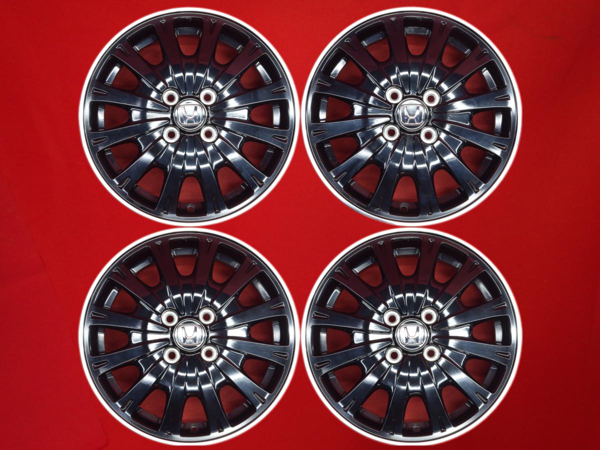 N-BOX カスタム(JF1-2)ツートンカラースタイル G-ターボLパッケージ純正 4.5Jx15 +45 4/100 ポリッシュ系 ブラック(黒色)系 エヌボックス エヌワゴン エヌボックス スラッシュ エヌボックス プラス カスタム エヌワゴン カスタム エヌボックス カスタム エヌボックス プラス
