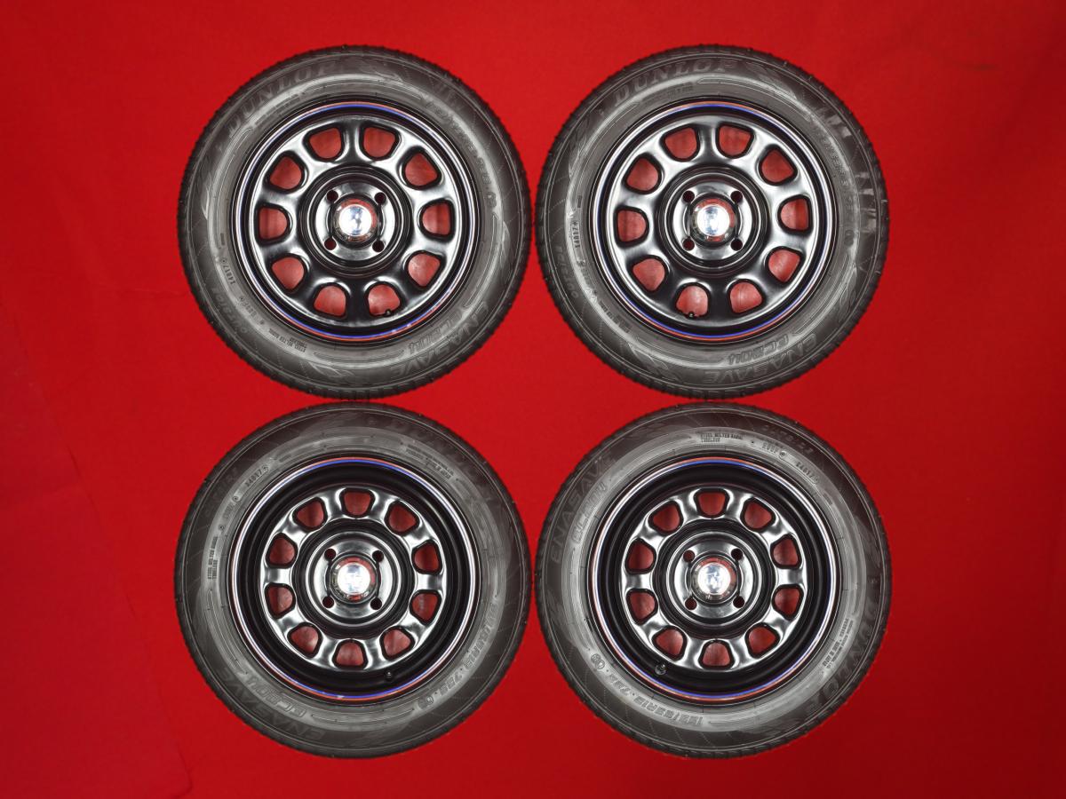 ダンロップ エナセーブ EC204 DUNLOP ENASAVE EC204 155/65R13 73S ☆TT Dスチール(RED&BLUEライン有) 4.5/5.5Jx13 +42 4/100 5.5Jx13 +35 4/100 ブラック(黒色)系 155/65R13ベース トラック バン｜中古タイヤ・ホイールの太平タイヤ