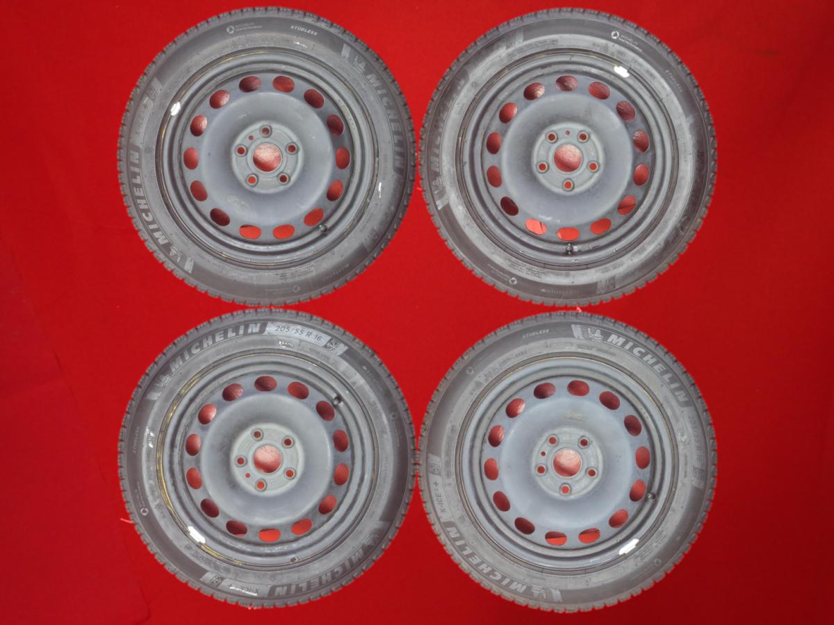 ミシュラン X-ICE3 プラス MICHELIN X-ICE3+ 205/55R16 94H ゴルフ 系純正スチール〈キャップ無〉 6.5Jx16 +50 5/112 ブラック(黒色)系｜中古タイヤ・ホイールの太平タイヤ