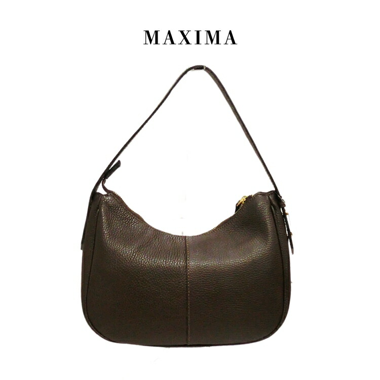 マキシマ ショルダーバッグ 本革 レザー イタリア クロスボディ 2way 肩掛け レディース MAXIMA d4175 moka モカ ブラウン イタリア製 通勤 通学 女性 本皮 新品 ブランドバッグ 無地 シンプル クロワッサン型 ミラノ 並行輸入品 (t73)