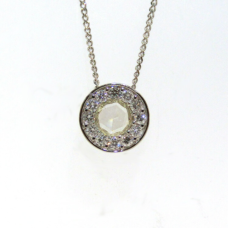 ネックレス プラチナ PT ダイヤモンド ローズカット アンティーク ペンダントネックレス yo00292324 イエローダイヤ レディース ダイヤ ４月誕生石 ジュエリー 天然石 宝石 フォーマル 記念日 ダイアモンド 新品 アジャスター付き (t79)