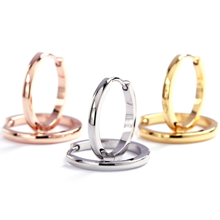 金属アレルギー negozietto[両耳用] フープピアス 甲丸 ステンレス 2mm×20mm 低アレルギー素材 w1s15g-r220 シンプル 中折れピアス 輪っか レディース 地金 ピアス(ND) ファーストピアス セカンドピアス クリスマス