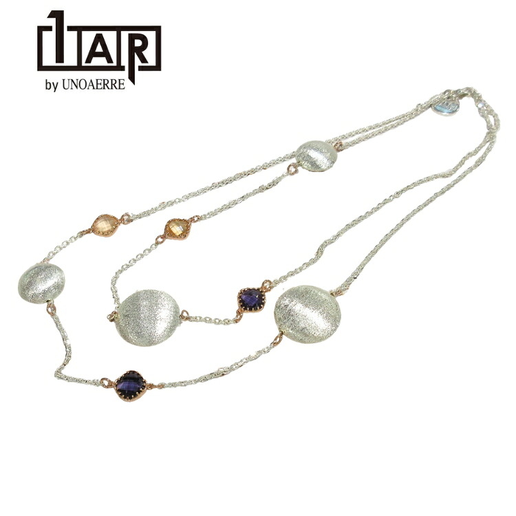 １AR by UNOAERRE 1AR アクセサリー ロングネックレス シルバー イタリア アクセサリー コーティング デザインネックレス １AR by ウノアエレ ファッション おしゃれ トレンド バイカラー 魅力的 ロング インパクト モダン ボリューム コーディネート (ND) クリスマス (t712)