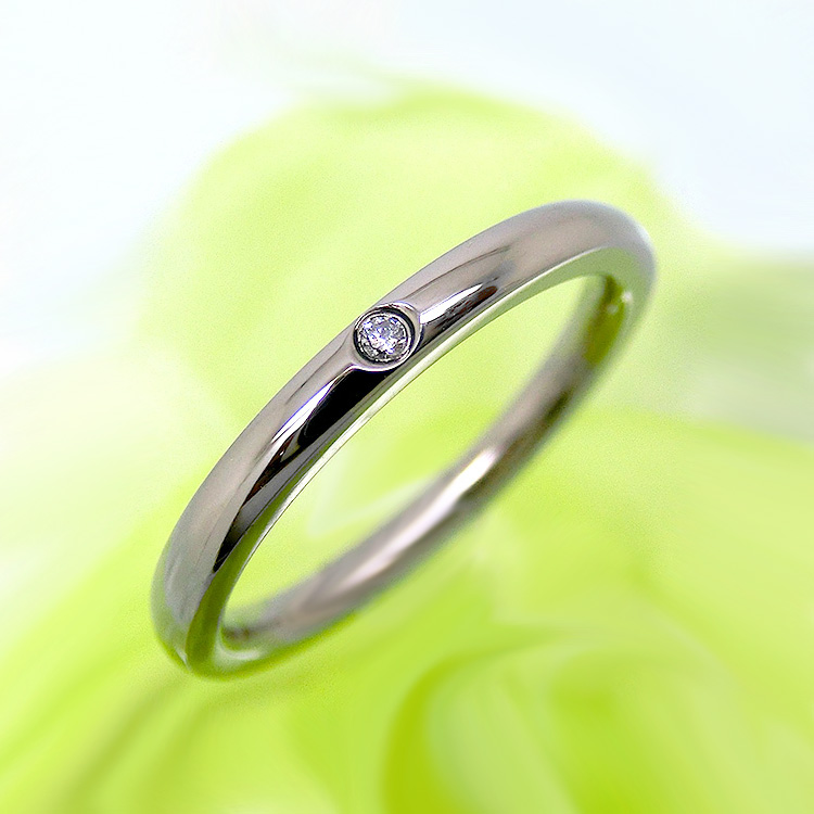 【楽天市場】純チタンリング 天然ダイヤモンド 指輪 1本 単品 刻印無料 アレルギーフリー 即納 レディース マリッジリング 結婚指輪 金属