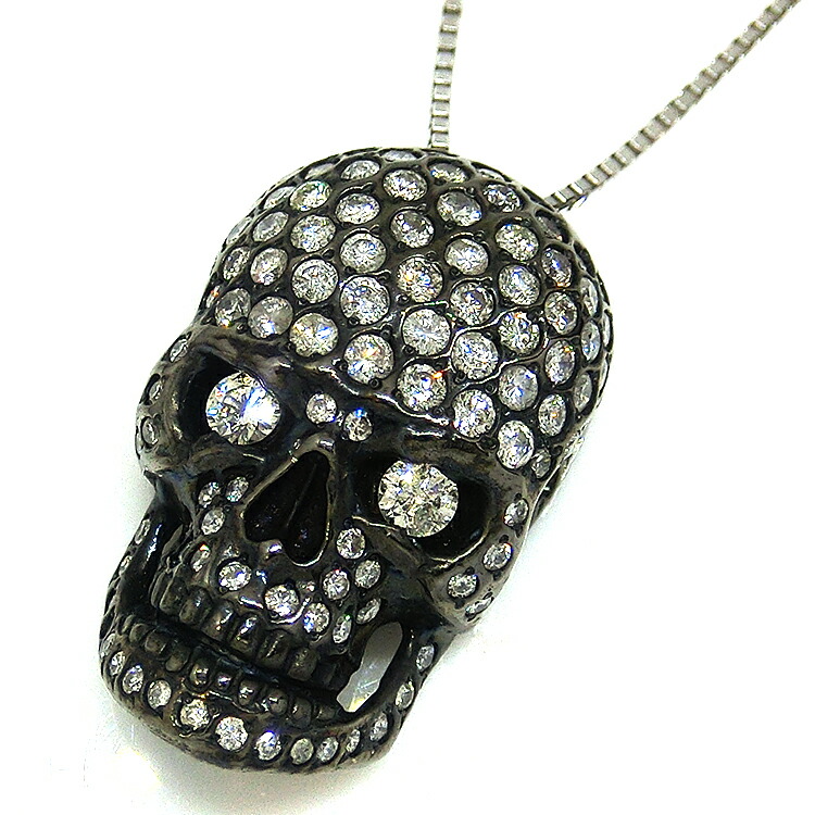 楽天市場】【SS限定】スカル ネックレス K18 クロムメッキ