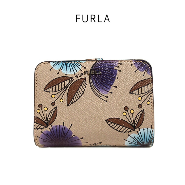 フルラ 財布 FURLA デニム アーチロゴ ジップ コンパクト 二つ折り財布
