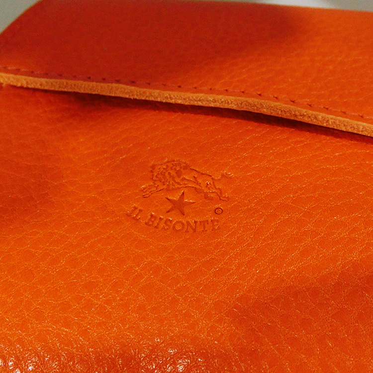 9280円 上品な イルビゾンテ 二つ折り財布 オレンジ メンズレディース 本革 イタリア