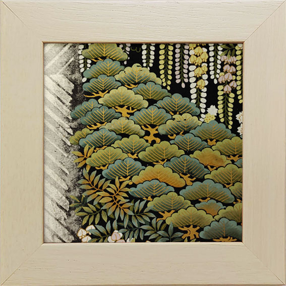 和風の額 壁掛インテリア 西陣織帯原画のアートフレーム １５サイズ 《４１４》