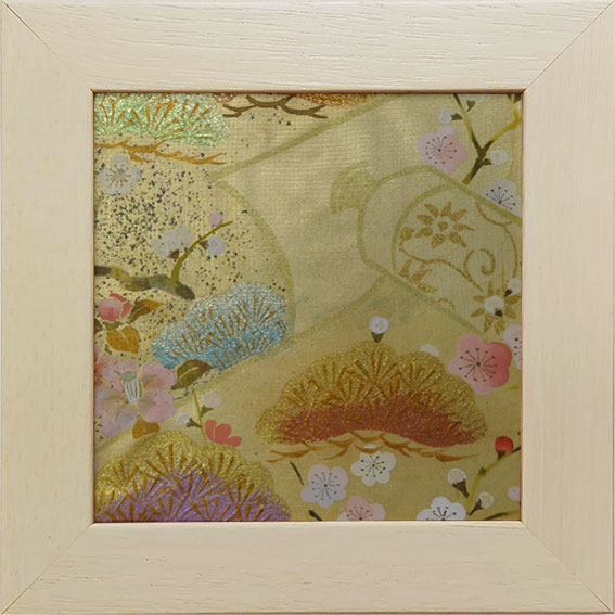 和風の額 壁掛インテリア 西陣織帯原画のアートフレーム １５サイズ 《４１６》