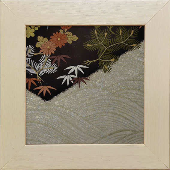 和風の額 壁掛インテリア 西陣織帯原画のアートフレーム １５サイズ 《４２３》