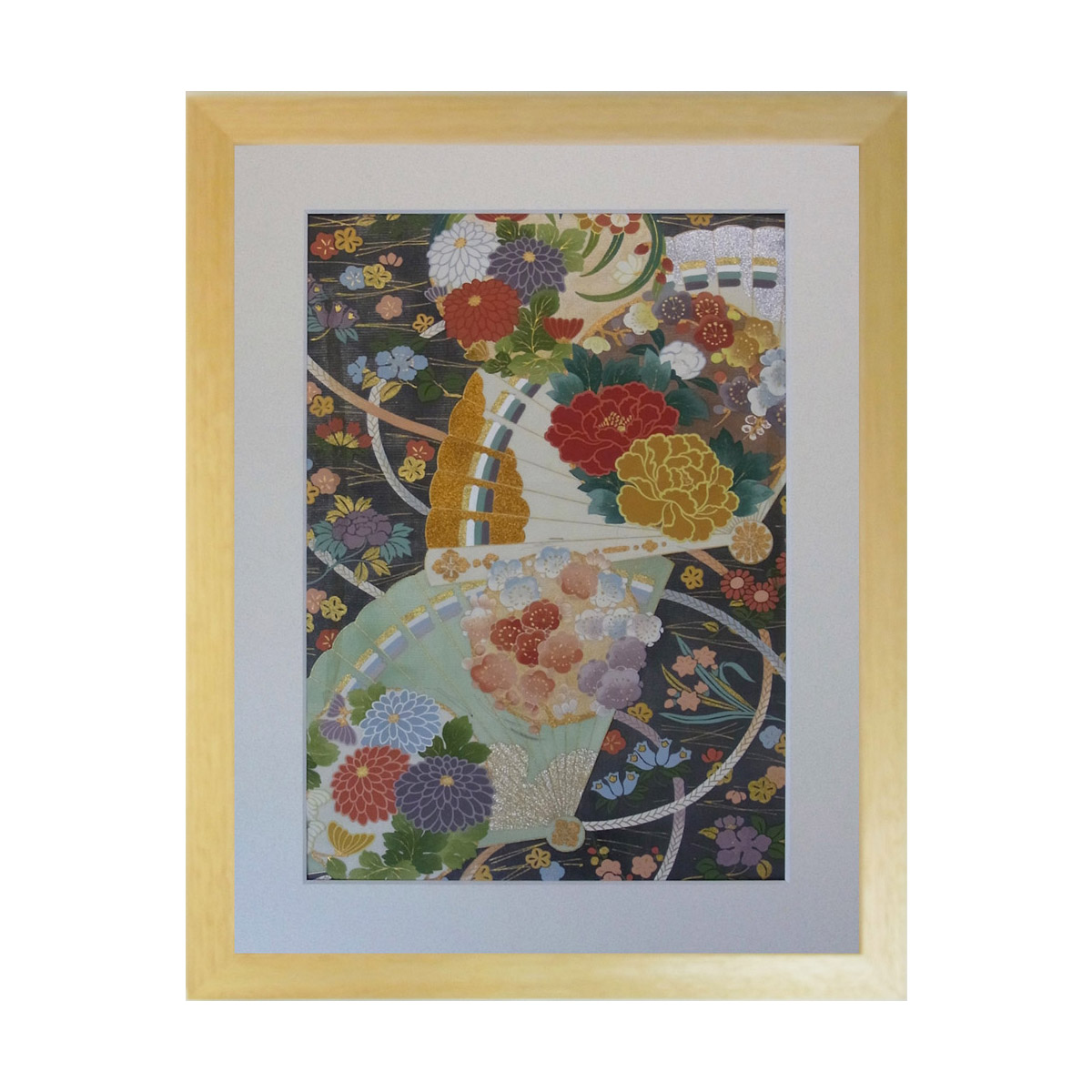 和風の額 壁掛インテリア 西陣織帯原画のアートフレーム 小サイズ 《１１７》 15,000円