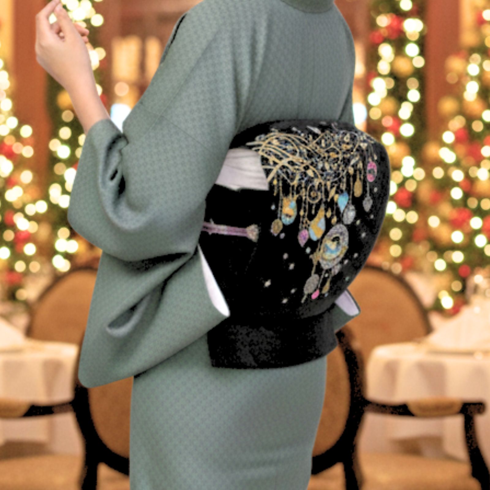 楽天市場】クリスマス ツリー柄の名古屋帯♪【2362大光(株)謹製