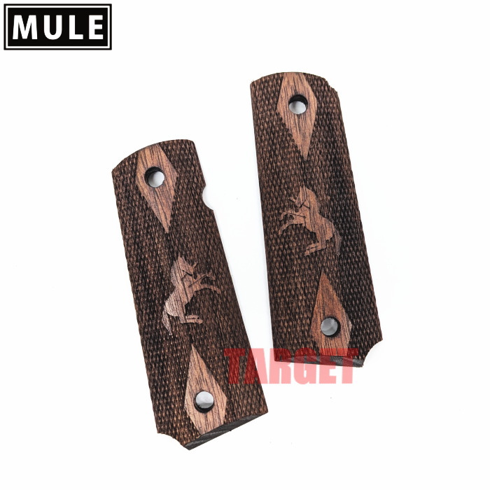 CAW/MULE 1911 木製グリップ ダイヤチェッカー & ウェイト クラフトアップルワークス CAW・MULE グリップ M1911 ガバメント