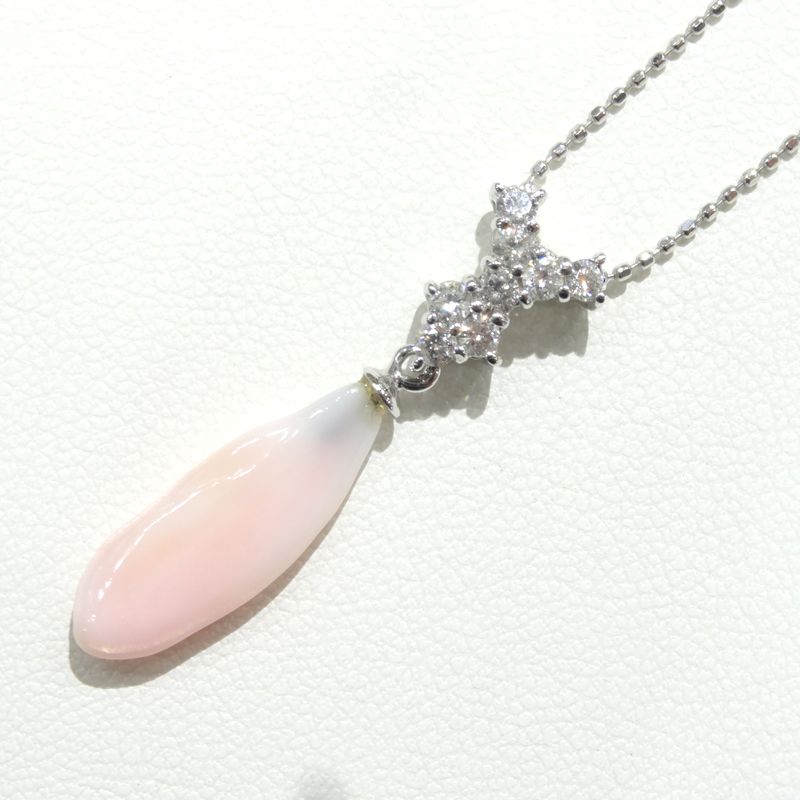 K18WGコンクパールダイヤペンダンント E5312 送料無料