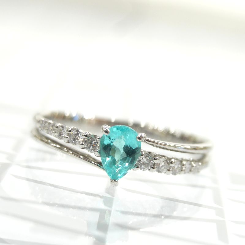 スタージュエリー Pt950 ダイヤモンドリング　パライバトルマリンリング K18/Pt950パライバトルマリンリング ブラジル・バターリャ産 パライバ