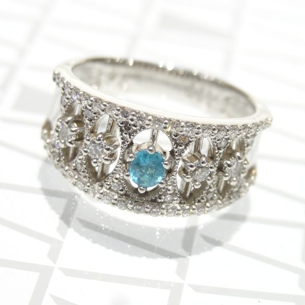 スタージュエリー Pt950 ダイヤモンドリング　パライバトルマリンリング HANDMADE】PT950 ブラジル産パライバトルマリン 0.45ct リング