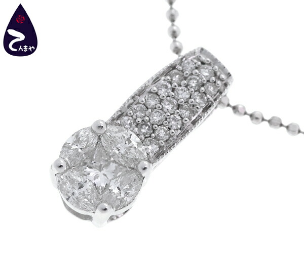 新商品 K18WG ダイヤトップ付ネックレスダイヤ 合計0.50ct 約3.3g