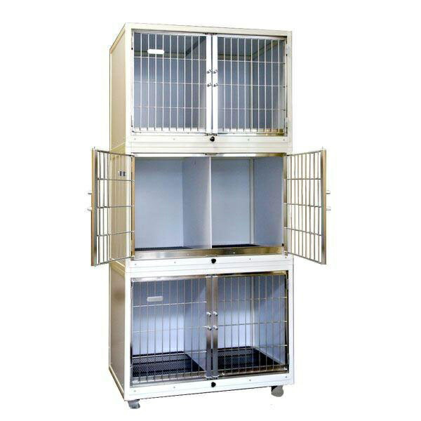 【業務用・店舗用犬舎】【サロン　動物病院専用犬舎　ケージ】特殊加工のアルミ素材　タキメタル　３段犬舎【ペットホテル】【ペットマンション】【注目商品】【売れ筋商品】｜ペット用品スリーエス　店 192,891円