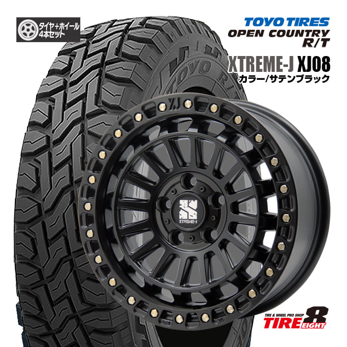 【人気の4WD・SUV用ホイール】 デリカD:5（CV＃W）など XTREAM-J エクストリームJ XJ08 16×7.0J+35 5/114 サテンブラック トーヨー オープンカントリーR/T 215/70R16 ブラックレター 新品タイヤ＆ホイール4本セット 16インチ