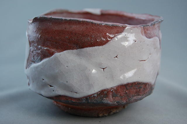 焼締 志野焼 　抹茶茶碗 文部大臣奨励賞受賞作家 荒川明作　木箱付き こだわりのギフト 還暦祝い などの贈り物に最適 無料ラッピング　ach-12｜荒川明の陶芸ギャラリー