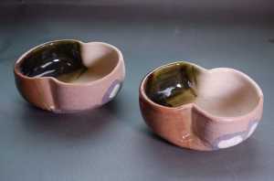 鳴海織部 小鉢 2ヶ組 文部大臣奨励賞受賞作家 荒川明作 こだわりのギフト 還暦祝い などの贈り物に最適 無料ラッピング koha-2|荒川明の陶芸ギャラリー