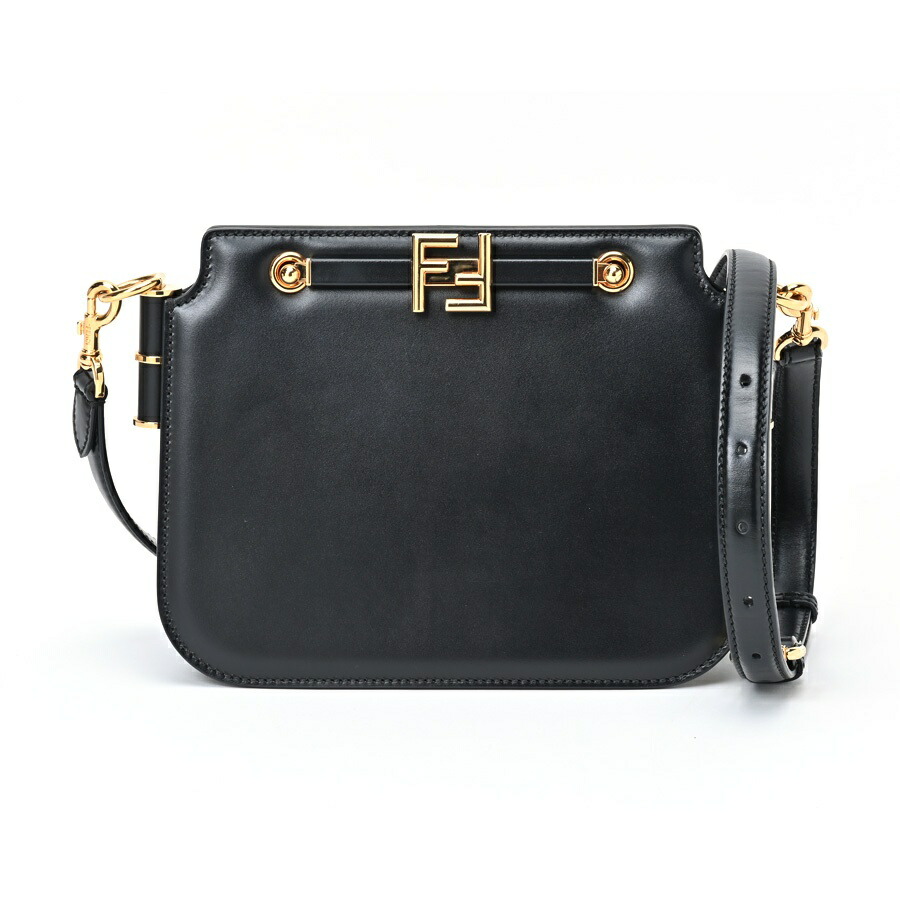 フェンディ / FENDI 触れ合う スモール ショルダーバッグ 8BT349 なめし革 黒いこと 【中古】 商いもの電話番号 S-156199 割り引き