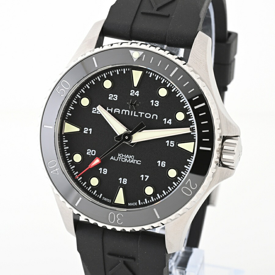 【極美品】ハミルトン H823350 カーキ スキューバデイトブラック 自動巻き カーキ ネイビー Scuba Auto - ダイヤルカラー:ブラック