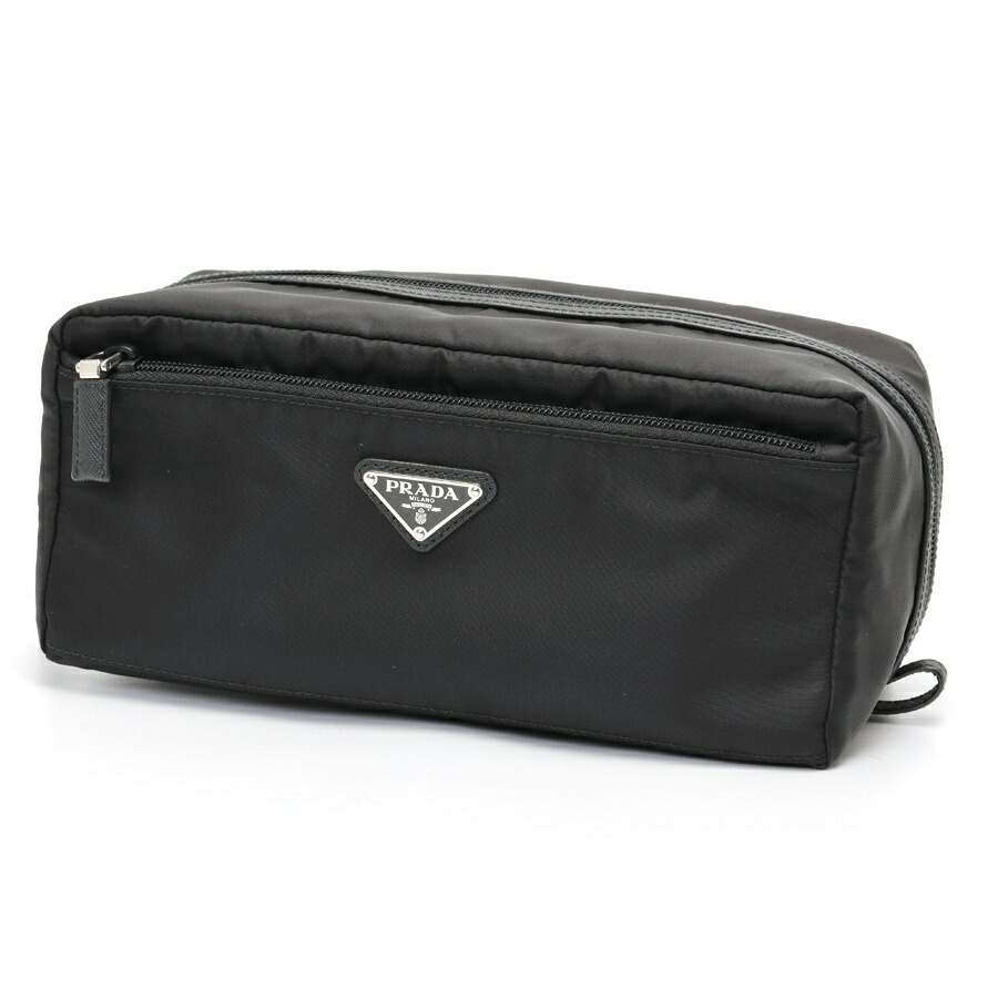 【中古】 プラダ / PRADA Re-Nylon x サフィアーノレザー 周遊合切袋 コスメポーチ 2NA029 ナイロン 黒いこと 商いもの電話番号 S-157737 引き下げ