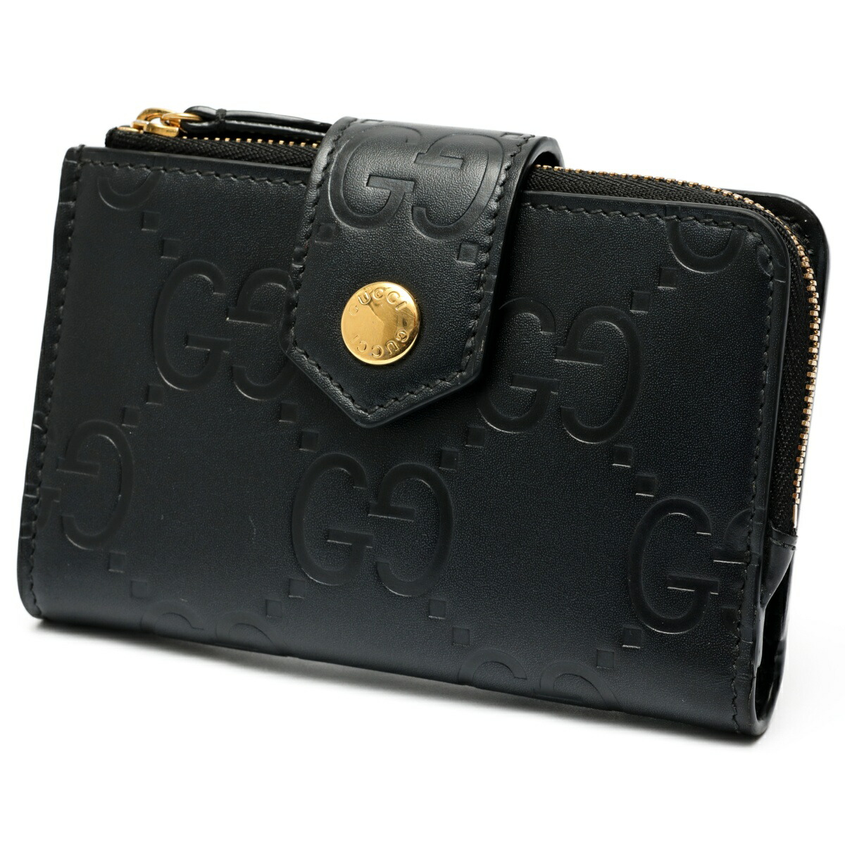 ◇グッチ◇676150/GGエンボス/レザー/二つ折り財布/ブランド GUCCI 二つ折り コンパクト財布 GGエンボスレザー ブルー系