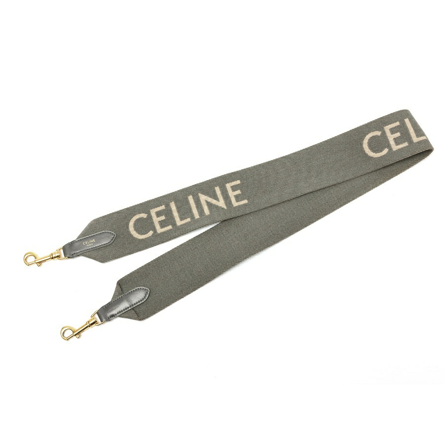 S*割様 CELINE ジャカード ロングストラップ　グレー CELINE セリーヌ ジャカード ロングストラップ/ウール Bランク