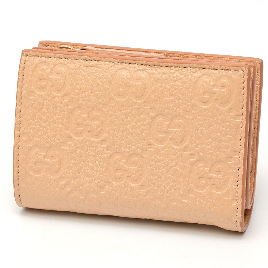 【中古】 グッチ / GUCCI GGエンブレム ミディアム ウォレット 815874　GGグレインレザー　ピンクベージュ系 商品番号 S-159654｜質SHOP冨田