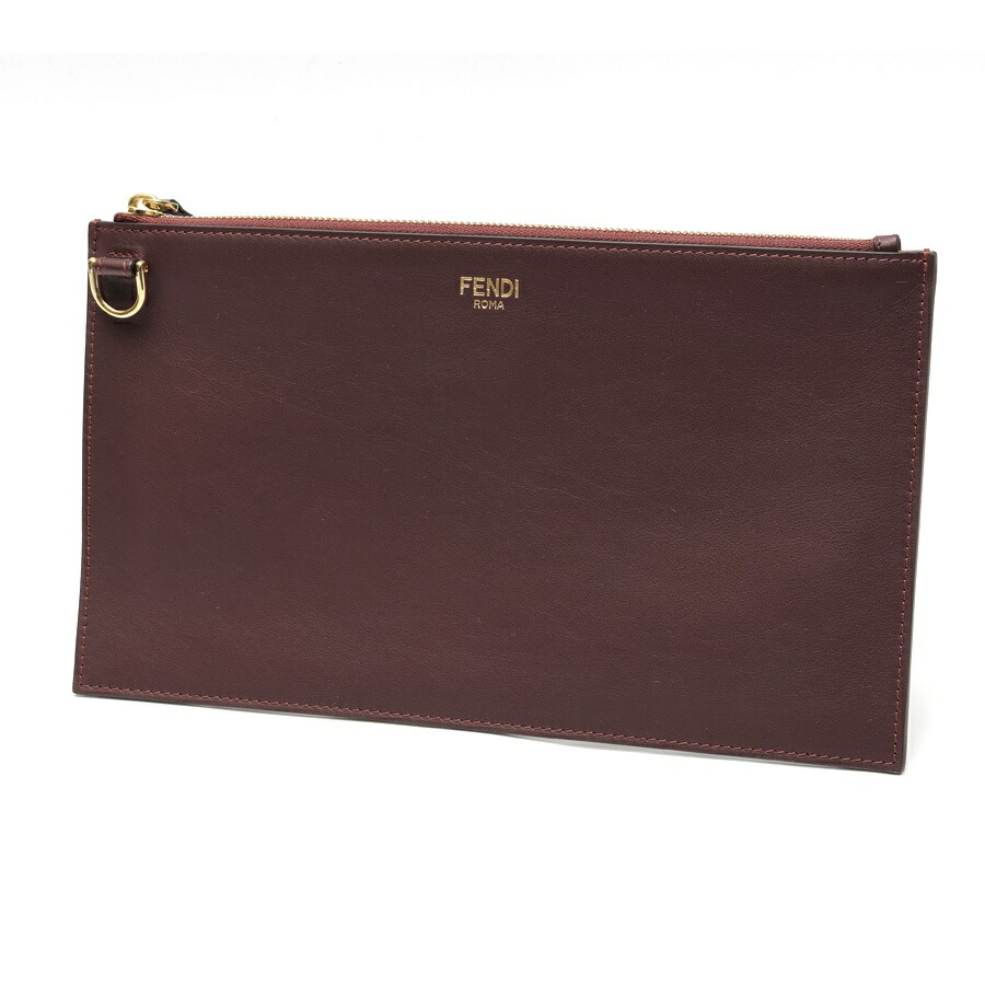 【中古】 フェンディ / FENDI フラットバゲット か細い クラッチペダル 御徒面子 並み並み 8N0149 なめし革 ボルドーワイン系 商いもの携帯電話 S-160070 切り詰め