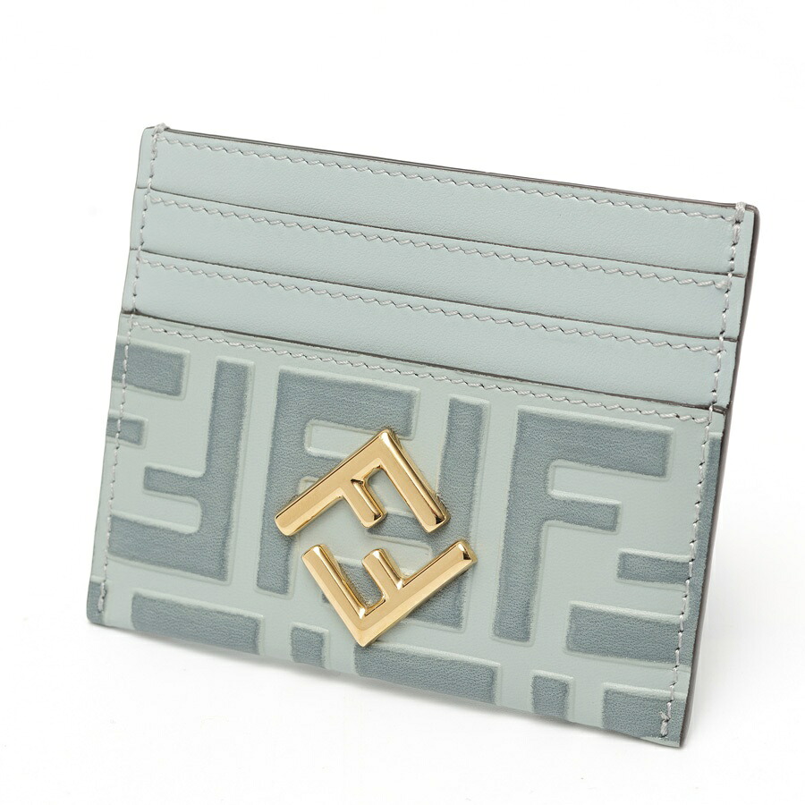 【中古】 フェンディ / FENDI FFダイヤモンド カードケース 8M0445 レザー ブルーグレー系 値下げ|質SHOP冨田
