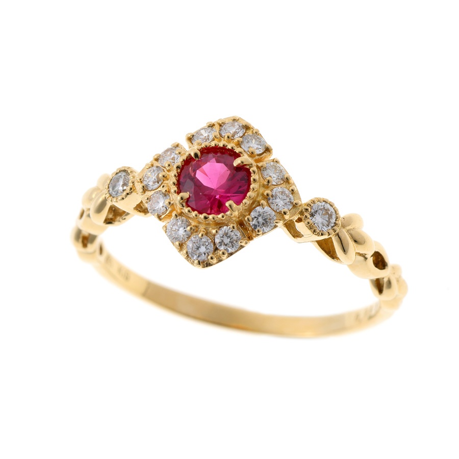 【中古】 K18YG リング ルビー 0.28ct / ダイヤモンド 0.20ct # 11 商品番号 B-159695 値下げ|質SHOP冨田