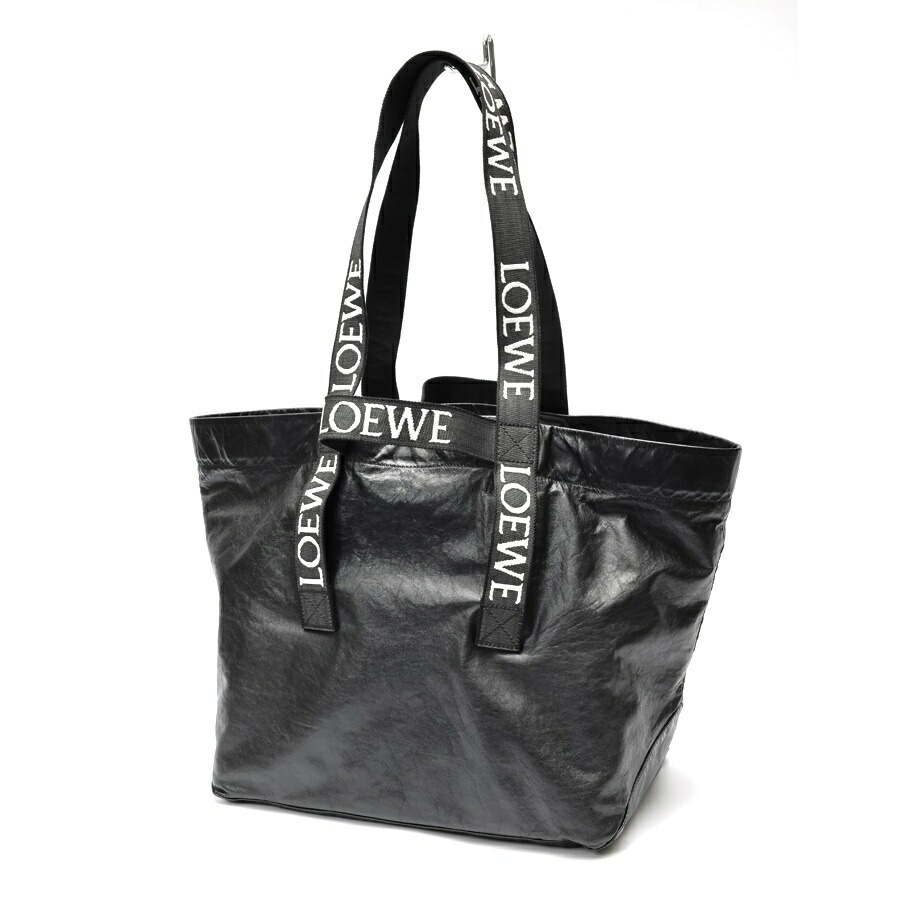 【中古】 ロエベ / LOEWE フォールドショッパー / トートバッグ B507X23X32 ペーパーカーフ ブラック 値下げ|質SHOP冨田