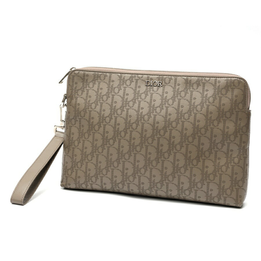 【中古】 クリスチャンディオール / DIOR クラッチペダル御徒面子 2ESCA251VPD オブ漏れる 銀河系 なめし革 グレージュ系 引き下げ