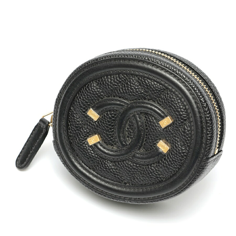【中古】 シャネル / CHANEL CC フィリグリー コインケース A81458 キャビア素はだ 黒いこと/ゴールド金具 割り引き