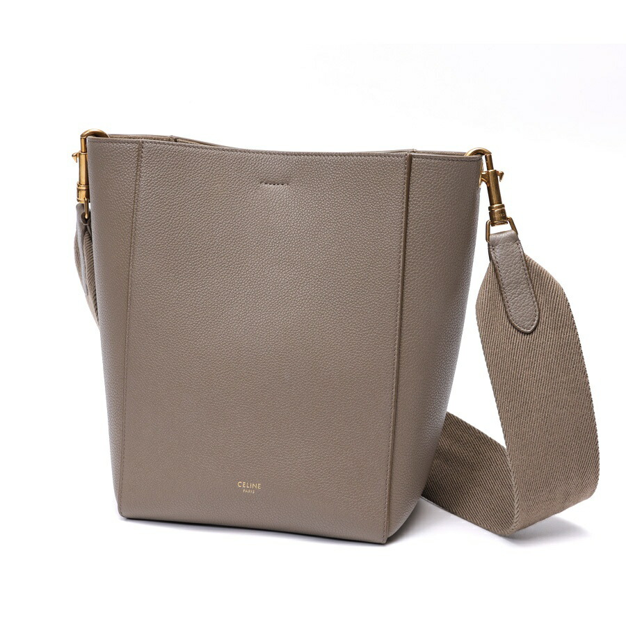 【中古】 セリーヌ / CELINE サングル 井戸釣瓶 スモール / ショルダーバッグ 189303AH4.18TP グレインドカーフスキン トープ（グレージュ系） 割り引き