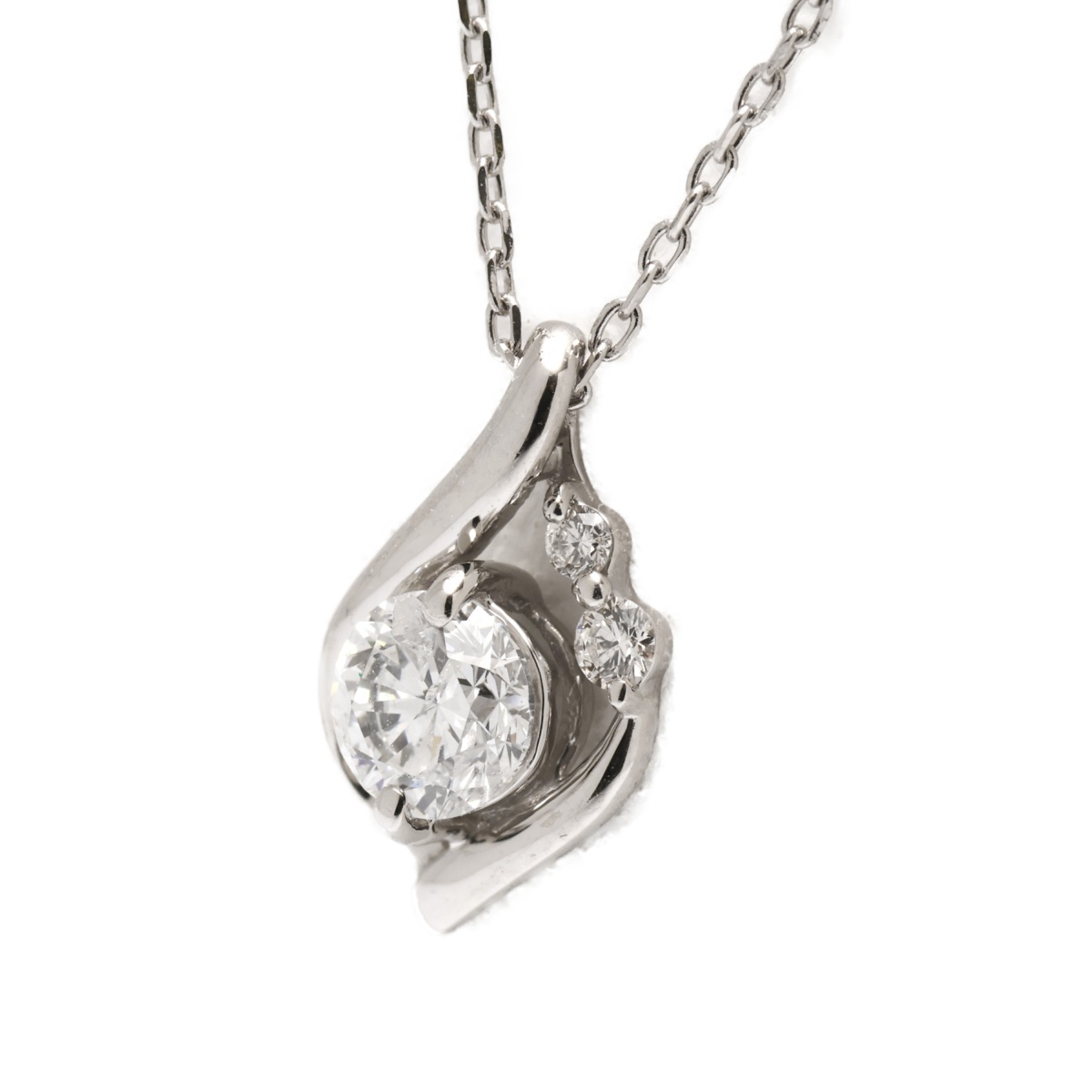 【中古】Pt850/Pt900 ネックレス ダイヤモンド 0.313ct. / ダイヤモンド0.03ct. ~45.5cm 70210 新入荷|質SHOP冨田