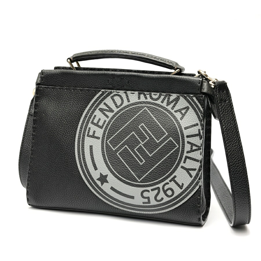 【中古】 フェンディ / FENDI ピーカブー 相応う ミニ ショルダーバッグ 7VA422 セレリア なめし革 黒いこと/薄墨色 新入荷