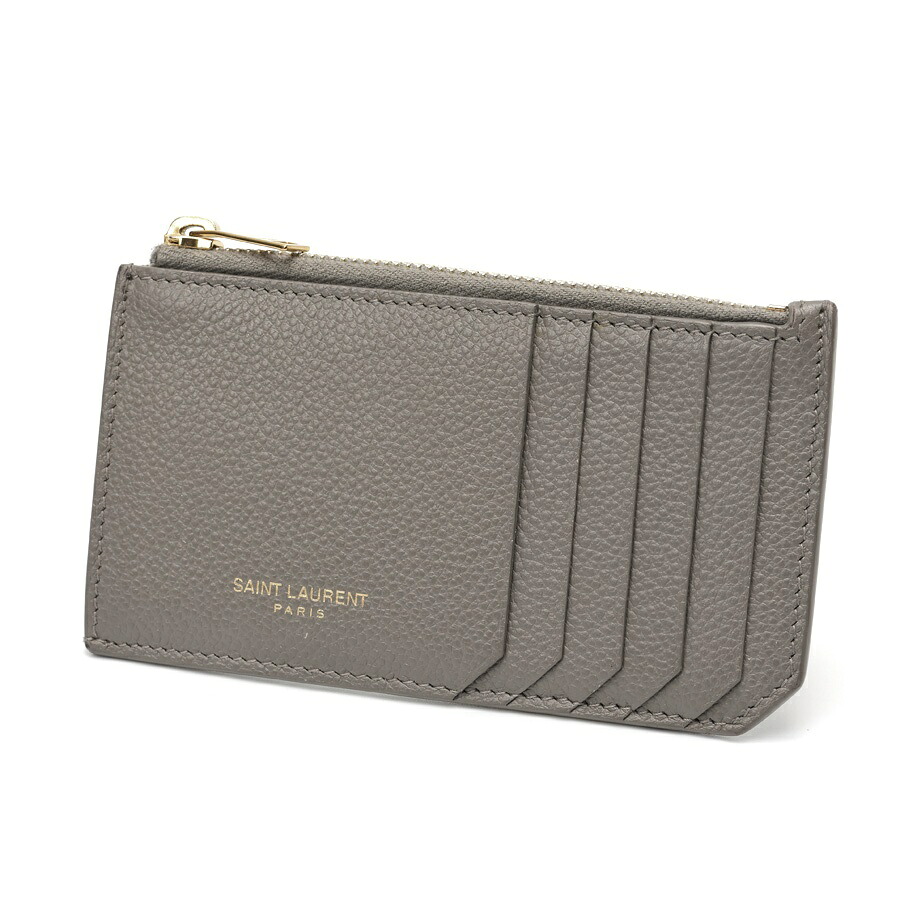 【中古】 サンローラン / SAINT LAURENT フラグメント カードケース コイン カードホルダー 631992 レザー グレー 値下げ|質SHOP冨田