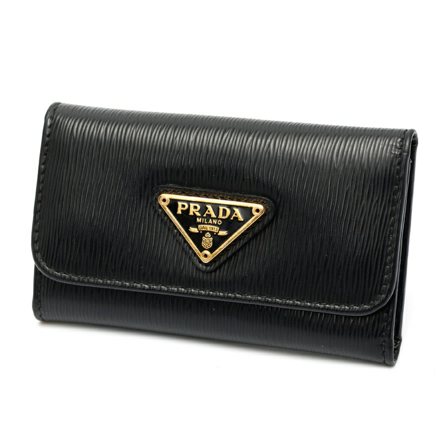 【中古】 プラダ / PRADA ３角形 ロゴタイプ 足懸かり入れもの 1PG222 なめし革 黒いこと/ゴールド金具 新入荷