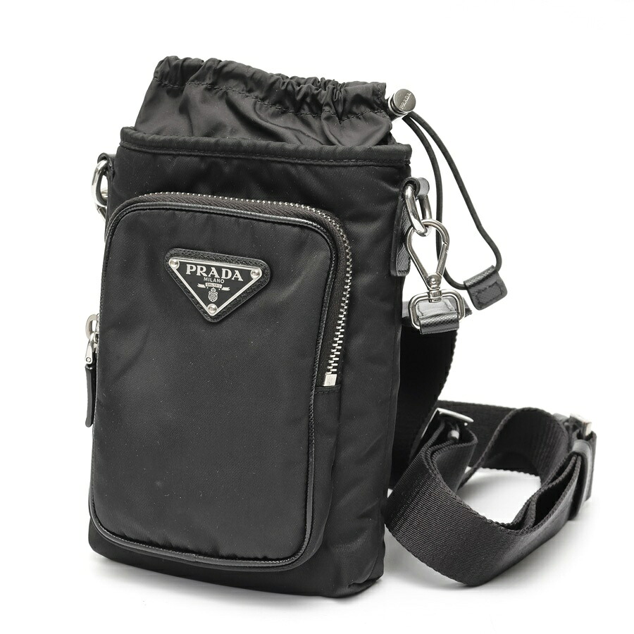 【中古】 プラダ / PRADA Re-Nylon スマートフォンケース 2ZH155　ナイロン/レザー　ブラック ｜質SHOP冨田