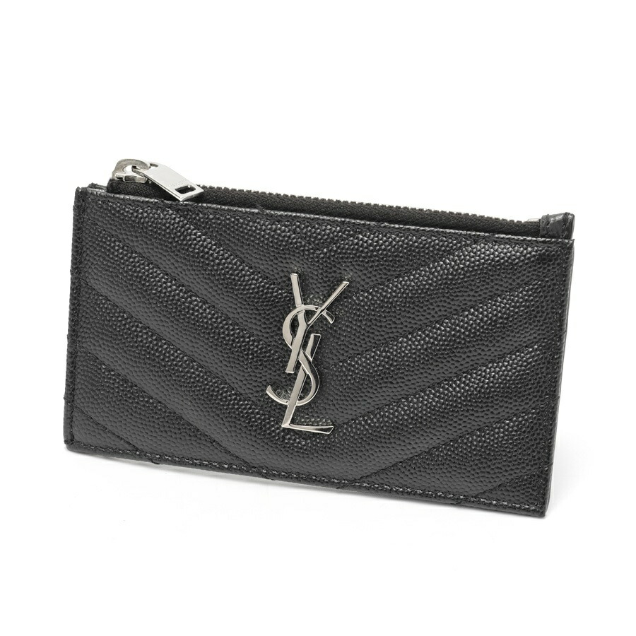 【中古美品】 サンローラン / SAINT LAURENT モノグラム 欠けら ジップ 歌留多入れもの 607915BOW021000 禾穀類 ド プードルエンボスレザー 黒いこと 新入荷