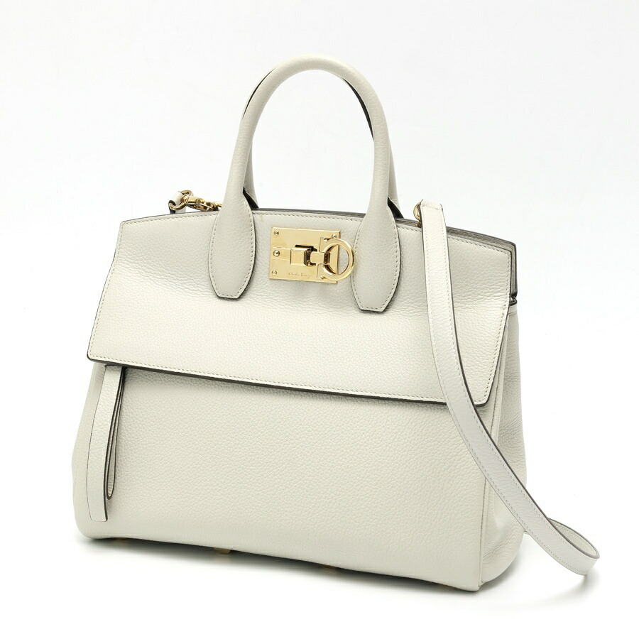 【中古】 フェラガモ /FERRAGAMO 制作室御徒面子 スモール 21 H159 カタオシ なめし革 点火装置薄墨色 新入荷