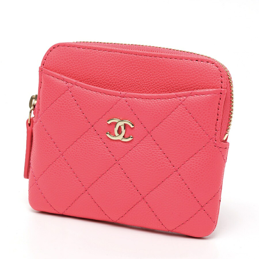 【中古美品】 シャネル / CHANEL マトラッセ コイン カードケース / フラグメントケース AP2061　キャビアスキン　ピンク 新入荷｜質SHOP冨田
