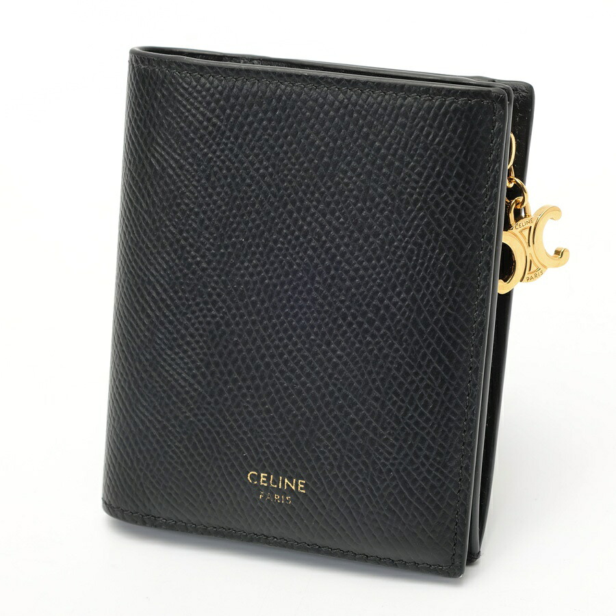 【中古】 セリーヌ / CELINE コンパクトウォレット トリオンフ 引きつける 10M103FVO.38NO カーフスキン 黒いこと 新入荷
